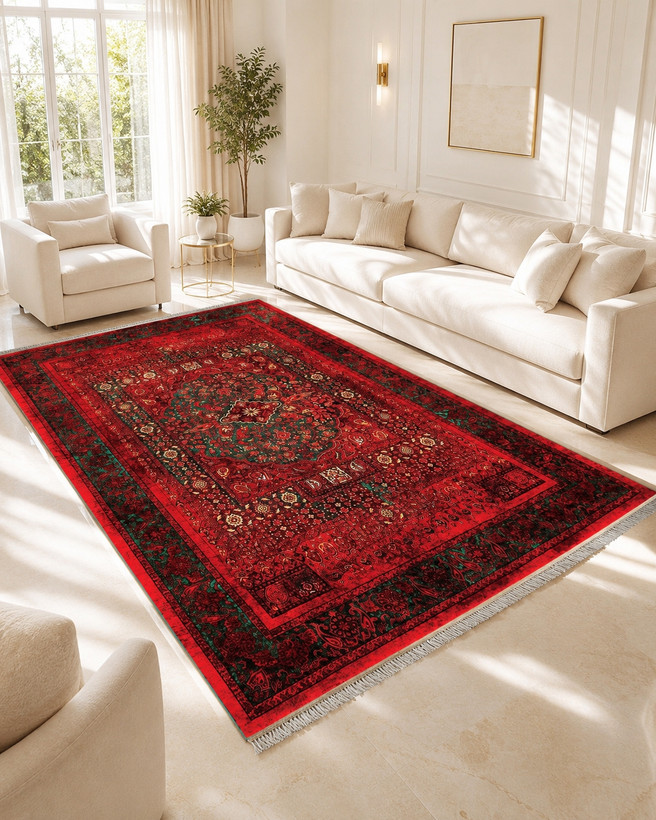 فرشینه مخمل لاکی طرح قجری