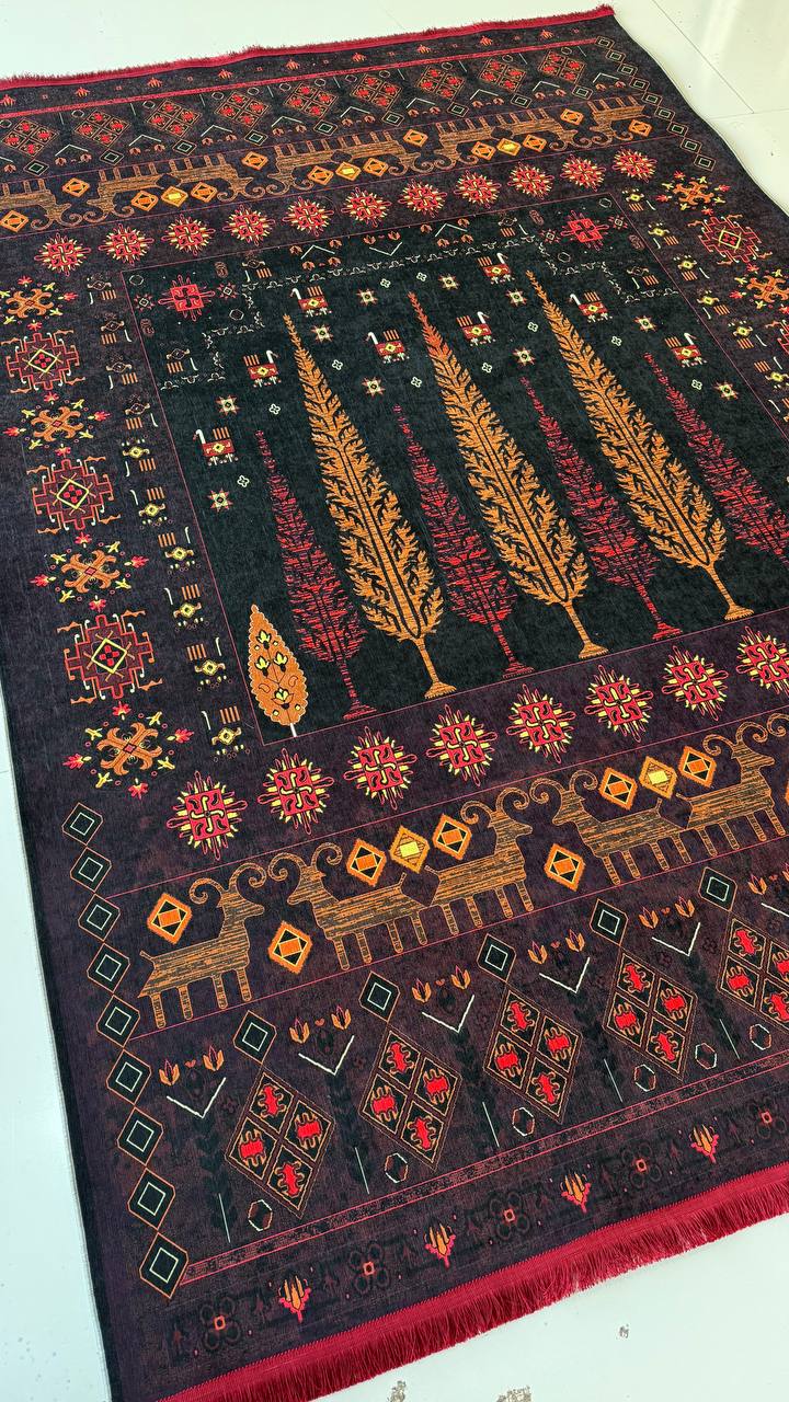 فرشینه مخمل لاکی طرح سلطان آباد