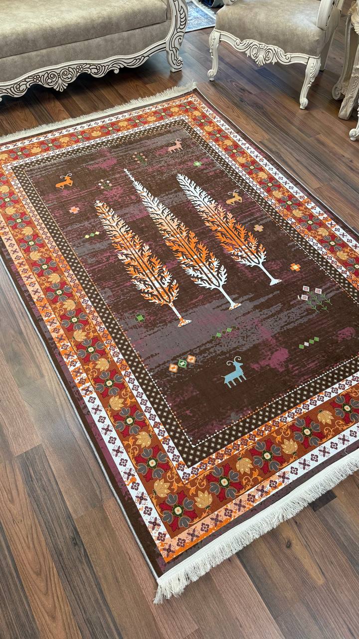 فرشینه مخمل سنتی رنگی طرح گبه