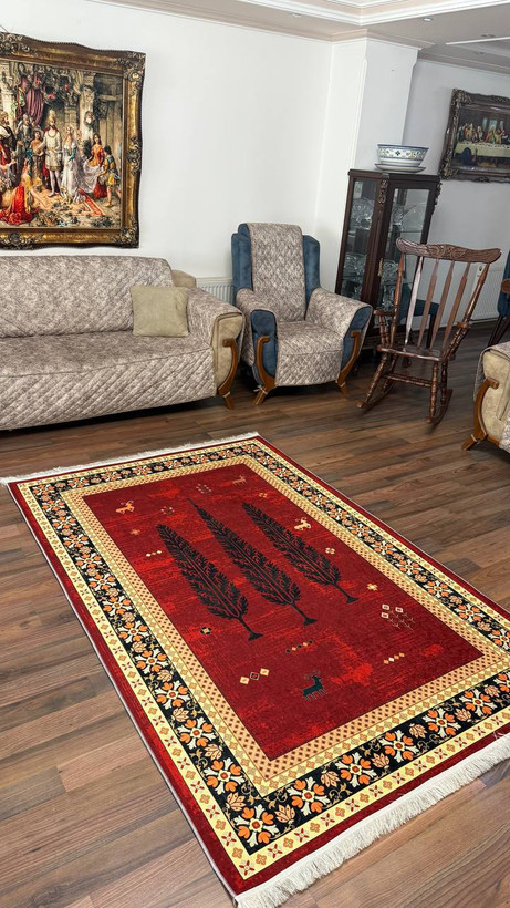 فرشینه مخمل سنتی رنگی طرح گبه