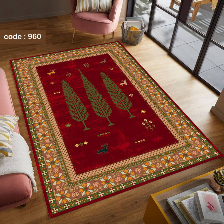 فرشینه مخمل سنتی رنگی طرح گبه