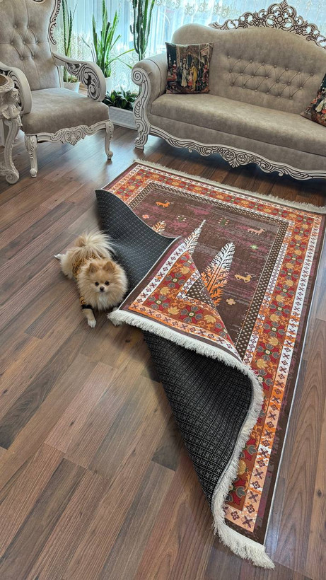 فرشینه مخمل سنتی رنگی طرح گبه