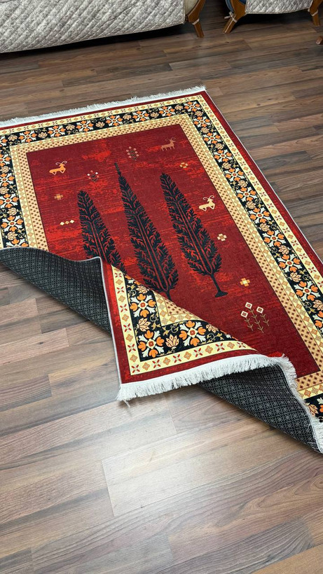 فرشینه مخمل سنتی رنگی طرح گبه