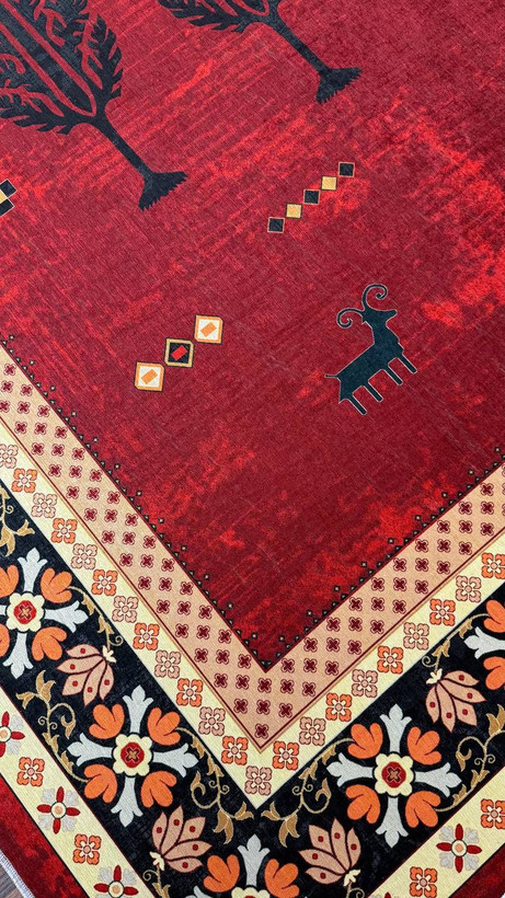 فرشینه مخمل سنتی رنگی طرح گبه