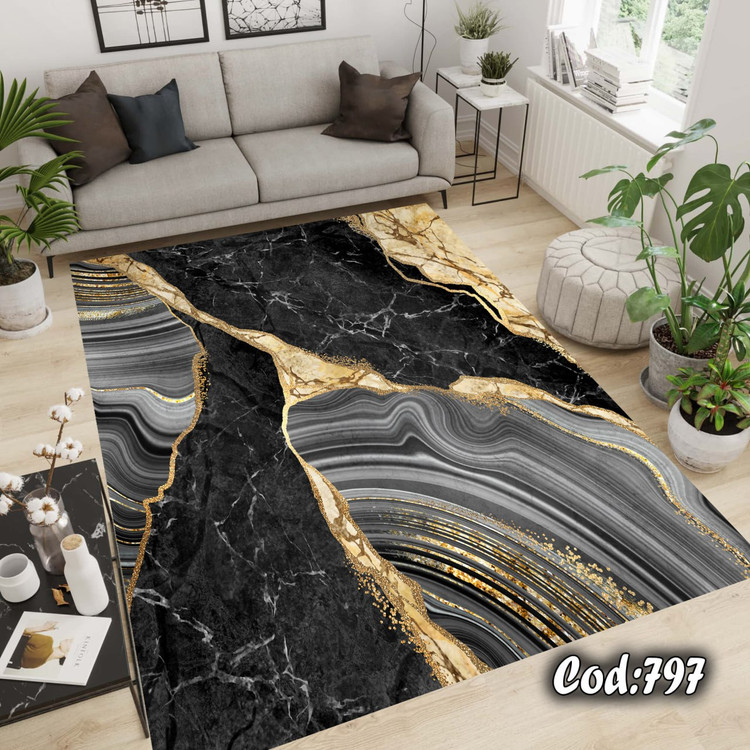 روفرشی کشدار مخمل شانل ماربل مشکی طلایی