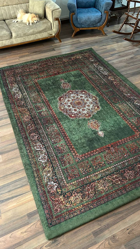 روفرشی کشدار مخمل شانل طرح کلاسیک سبز