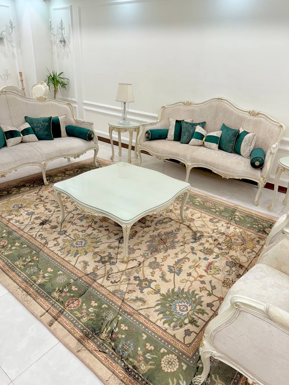 روفرشی کشدار مخمل شانل طرح سلطان آباد کرم سبز