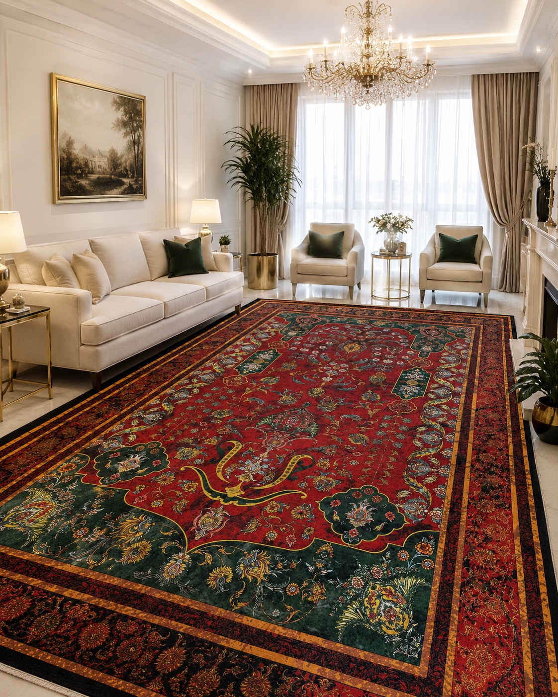 فرشینه مخمل لاکی سبز